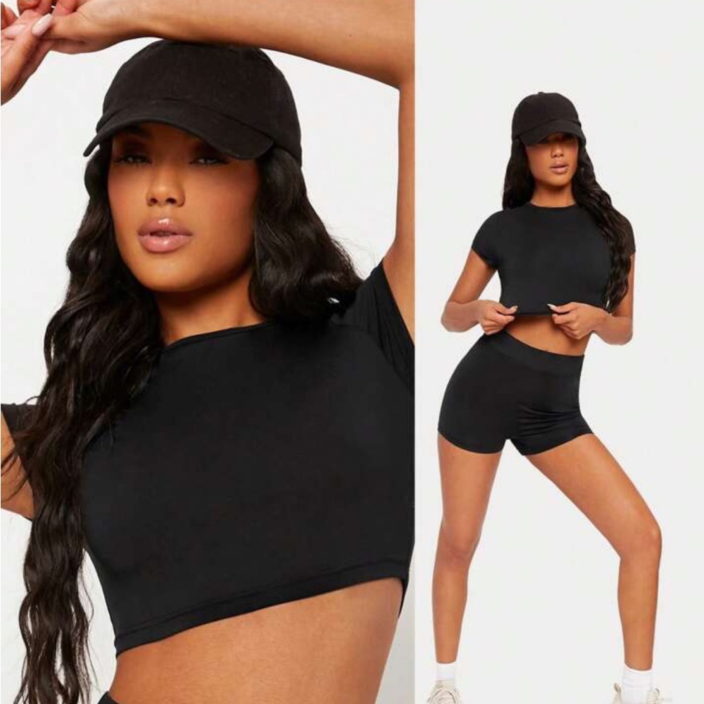 Solid Mock Neck Crop Top